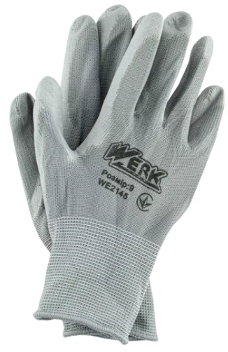 (WE2136) Рукавички трикотажні ПЕ, сірий колір, ПУ покр. 10р. WERK